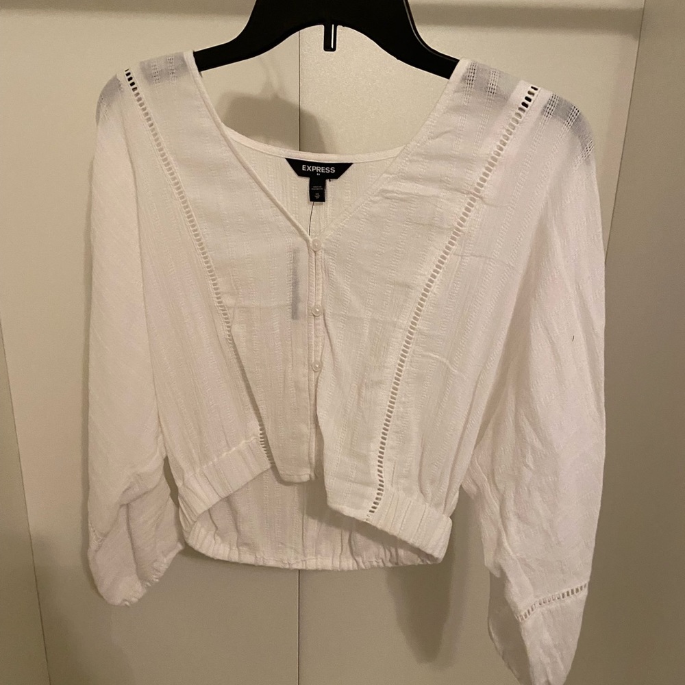 NEVER WORN! Women’s Express white long sleeve blouse, size extra small